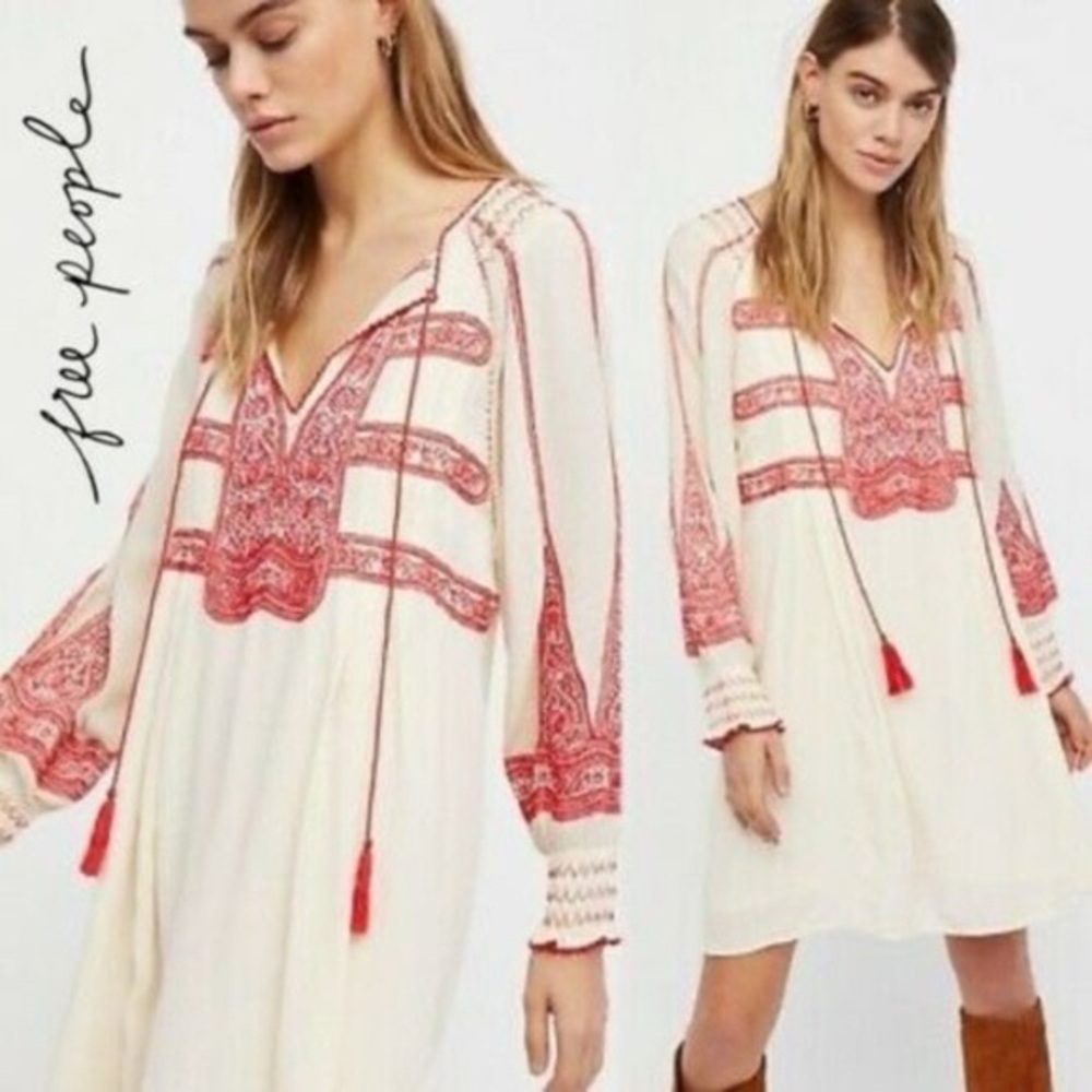 Free People Wind Willow Mini Peasant Dress - Picture 4 of 11